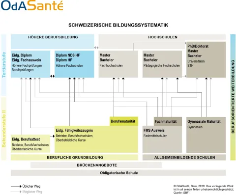 Bildungssystematik Pflege Schweiz (OdASantè, 2019)