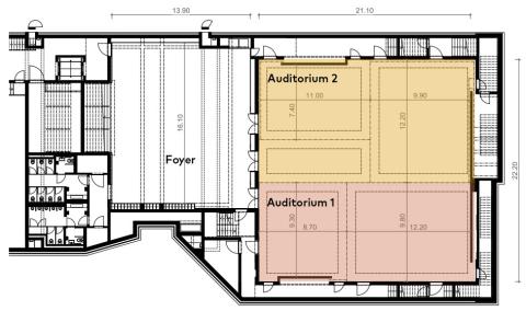 Grundrissplan Auditorium 1 und 2