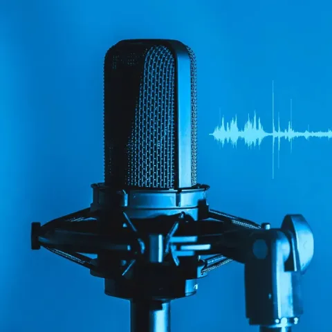 Symbolbild Podcast mit Mikro
