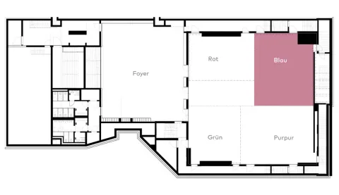 Grundriss Viertelraum Blau Auditorium