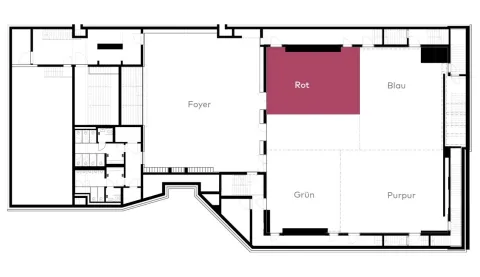 Grundriss Viertelraum Rot Auditorium