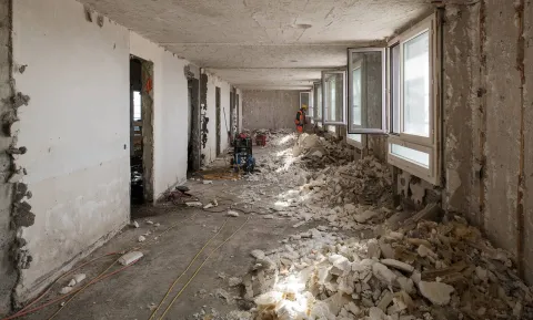 Baustelle Careum Hochhauses, Innenansicht.