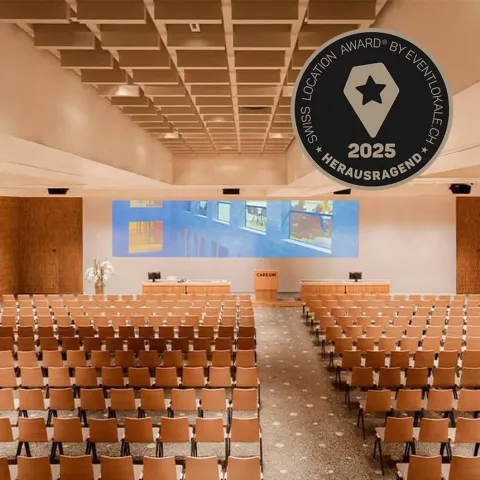 Ausgezeichnet mit dem Gütesiegel «Herausragend»: Das Careum Auditorium gehört zu den besten Eventlocation der Schweiz.