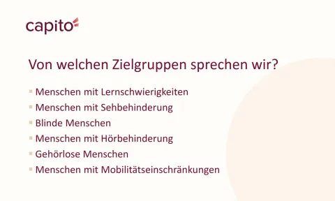 Auflistung Zielgruppen - Folie aus Präsentation