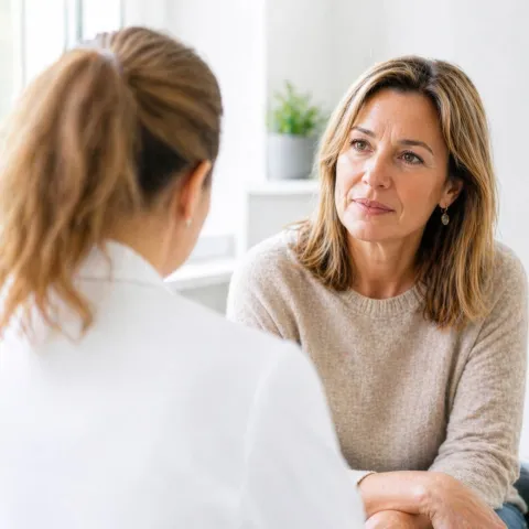 Hausärztin im Gespräch mit einer Patientin zum Sozialen Rezept und Unterstützungsangeboten im Alltag